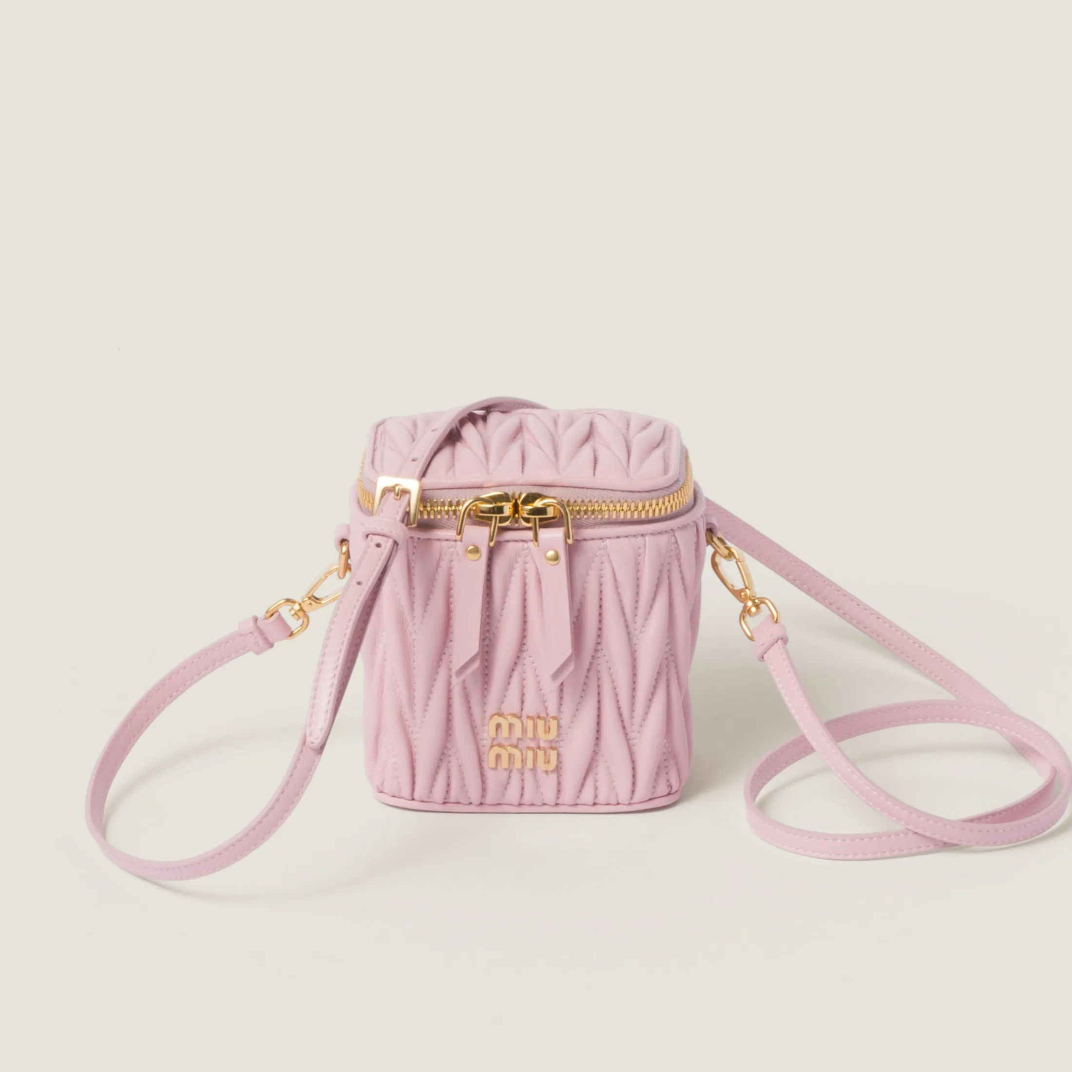 Alabaster Pink Matelassé Nappa Leather Micro Bag | Miu Miu