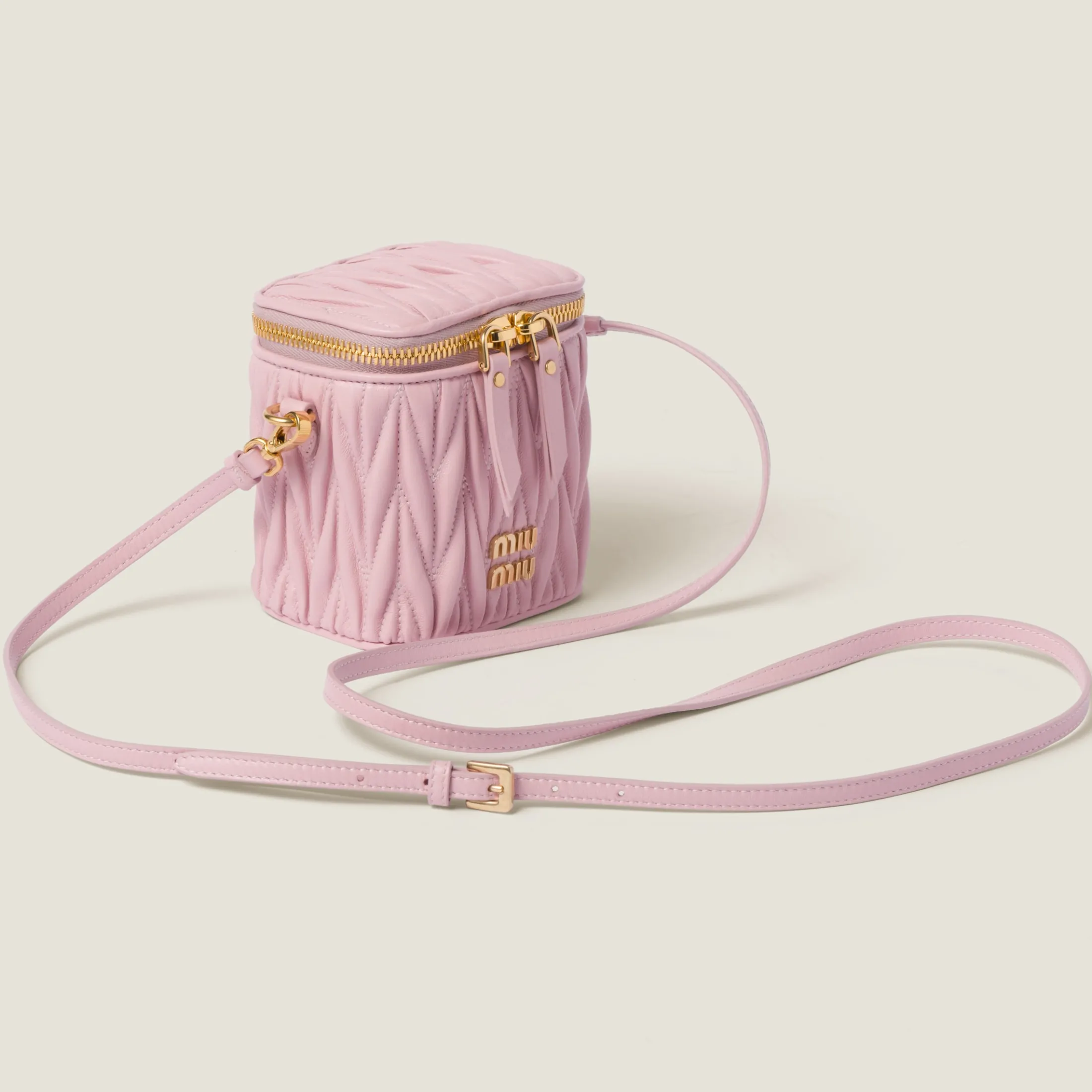 Alabaster Pink Matelassé Nappa Leather Micro Bag | Miu Miu