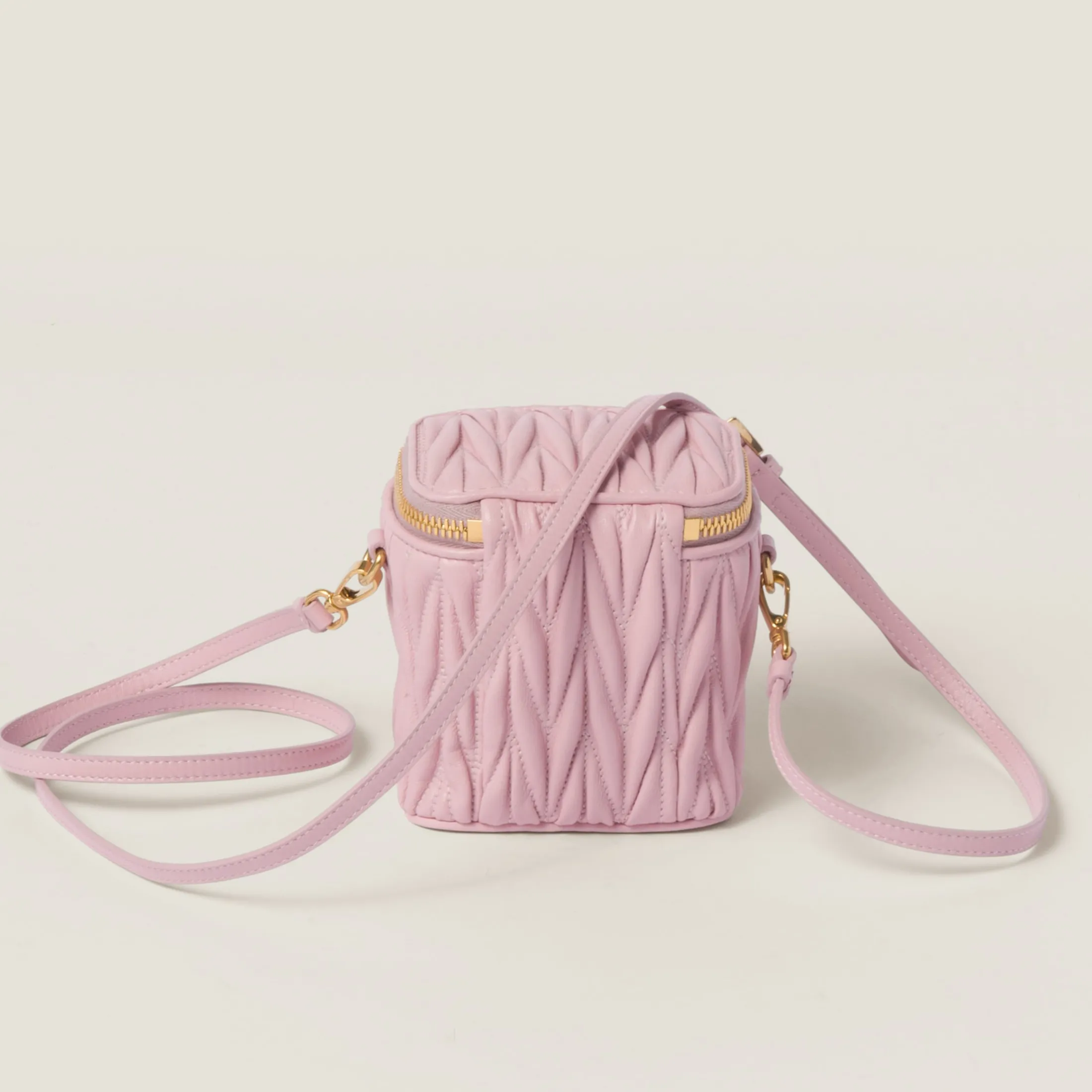 Alabaster Pink Matelassé Nappa Leather Micro Bag | Miu Miu