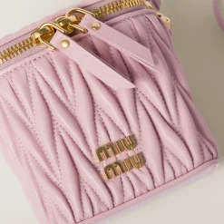 Alabaster Pink Matelassé Nappa Leather Micro Bag | Miu Miu