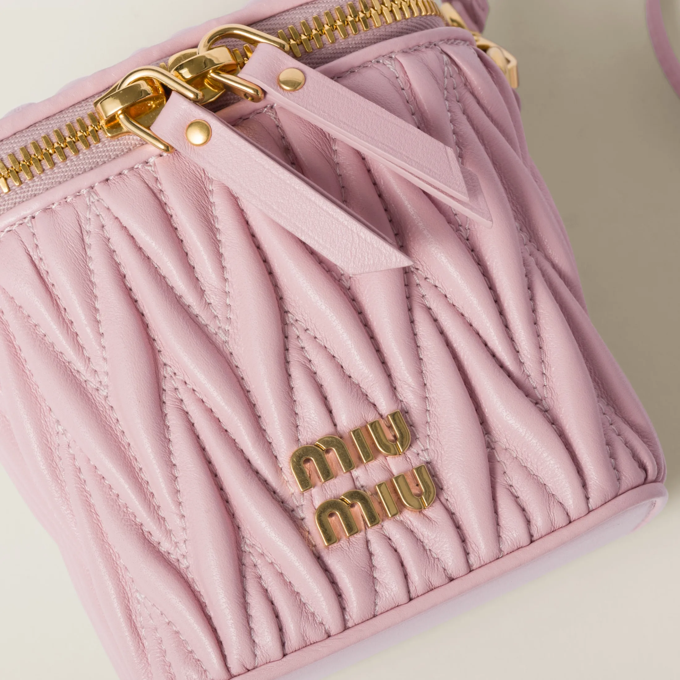 Alabaster Pink Matelassé Nappa Leather Micro Bag | Miu Miu