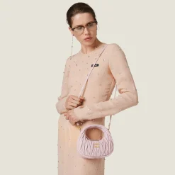 Alabaster Pink Wander Matelassé Nappa Leather Hobo Mini-bag | Miu Miu