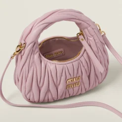 Alabaster Pink Wander Matelassé Nappa Leather Hobo Mini-bag | Miu Miu