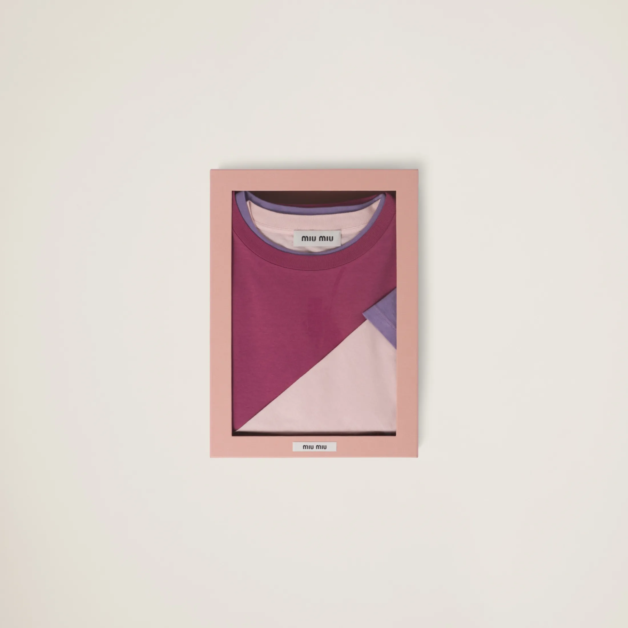 Alabaster/lilac/mauve Set Of 3 Jersey T-shirts | Miu Miu