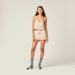 Albino White Cashmere And Silk Shorts | Miu Miu