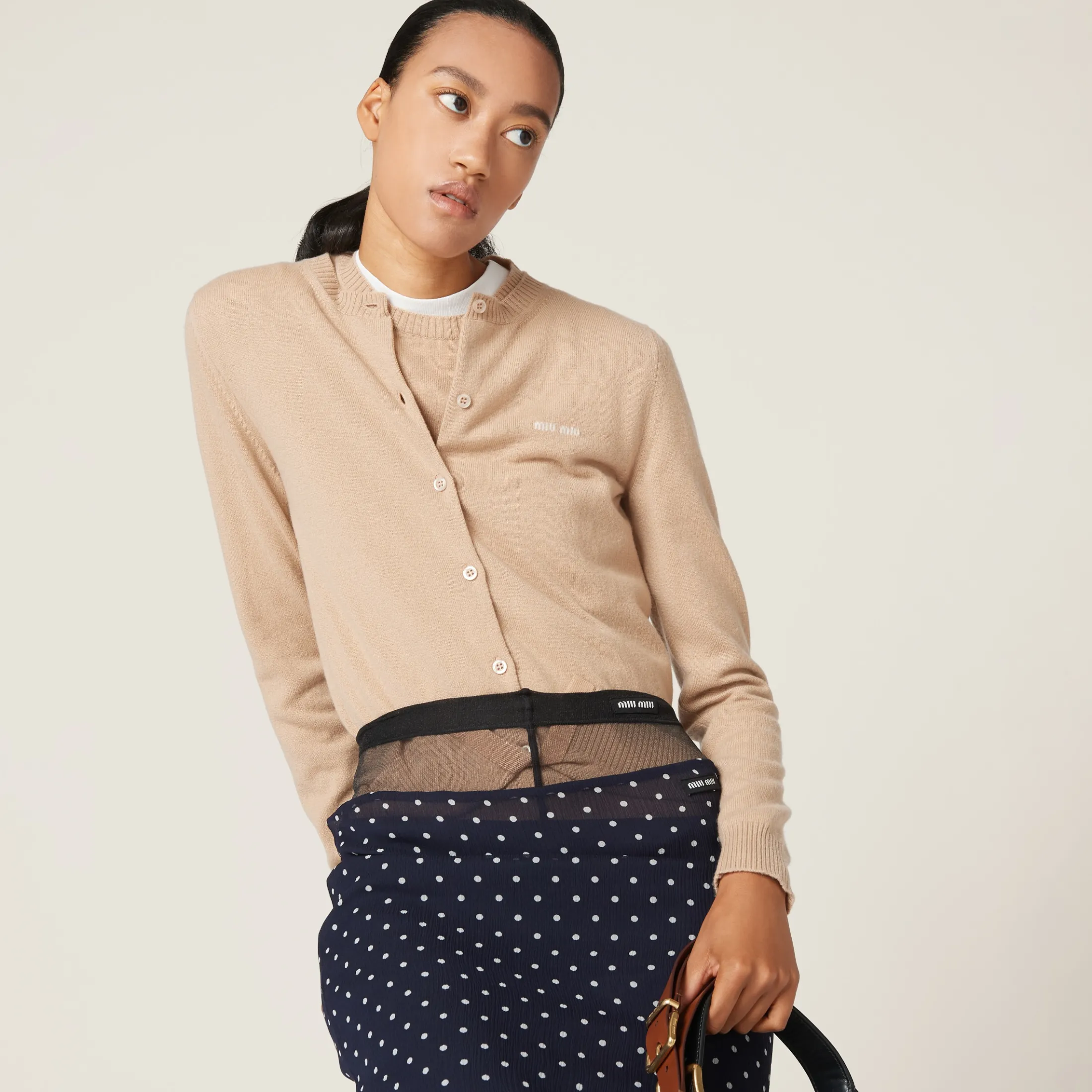 Albino White Cashmere Knit Cardigan | Miu Miu