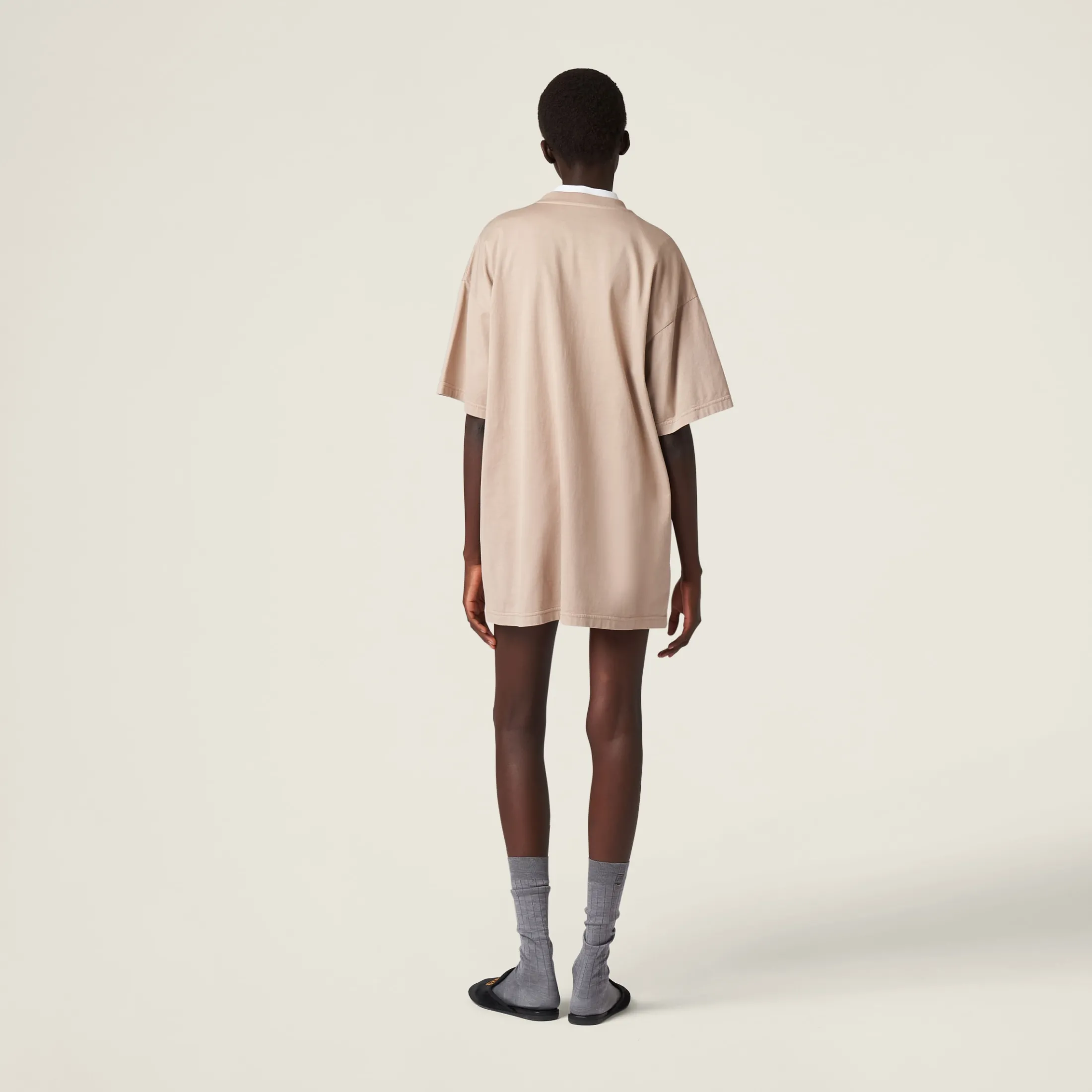 Albino White Garment-dyed Jersey Dress | Miu Miu