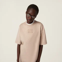 Albino White Garment-dyed Jersey Dress | Miu Miu