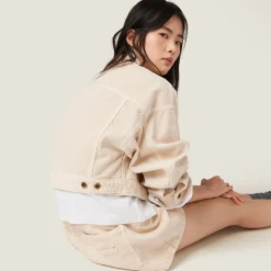 Albino White Garment-dyed Corduroy Bermudas | Miu Miu