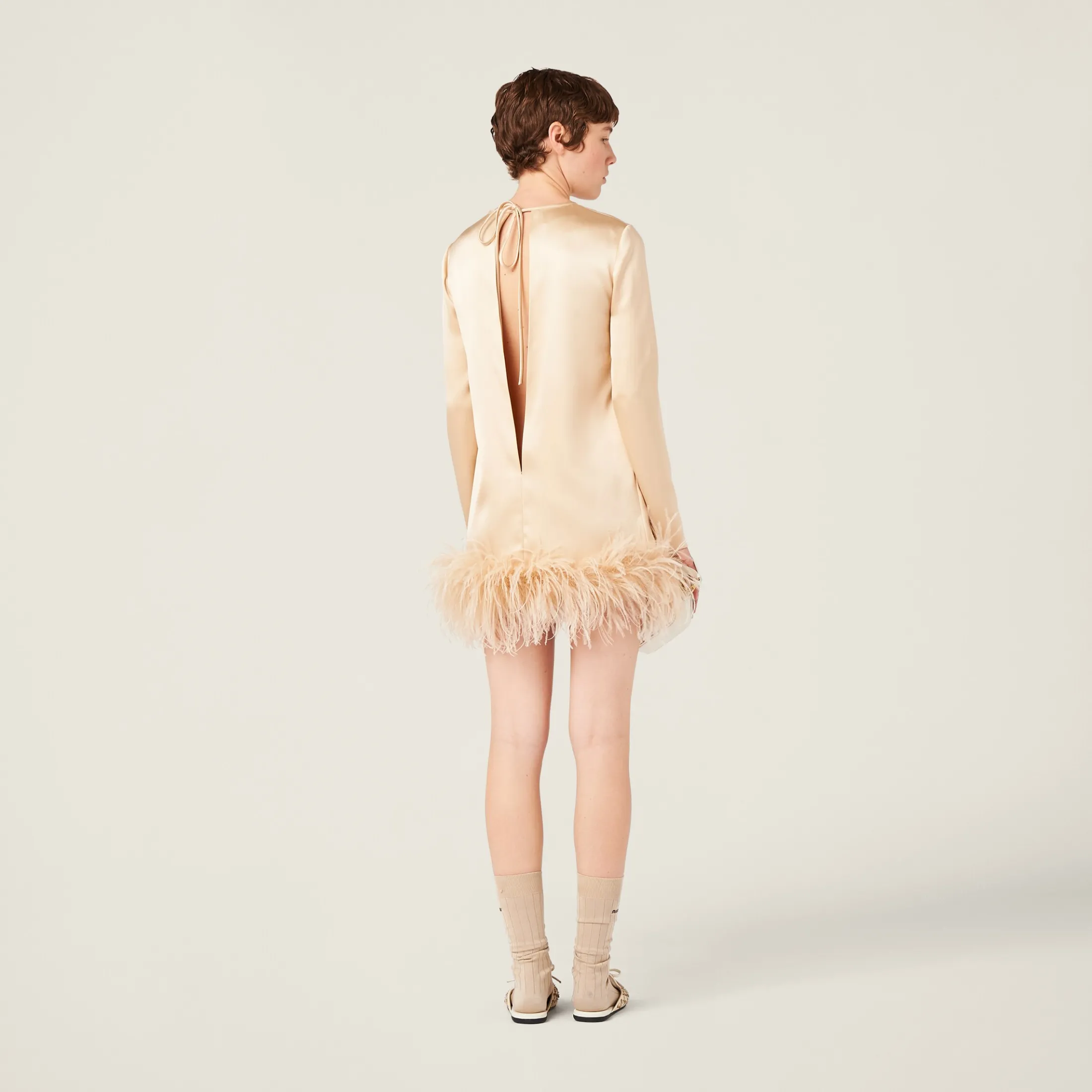 Albino White Satin Mini-dress | Miu Miu