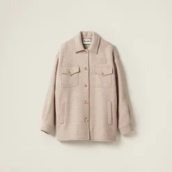 Albino White Wool Blouson Jacket | Miu Miu