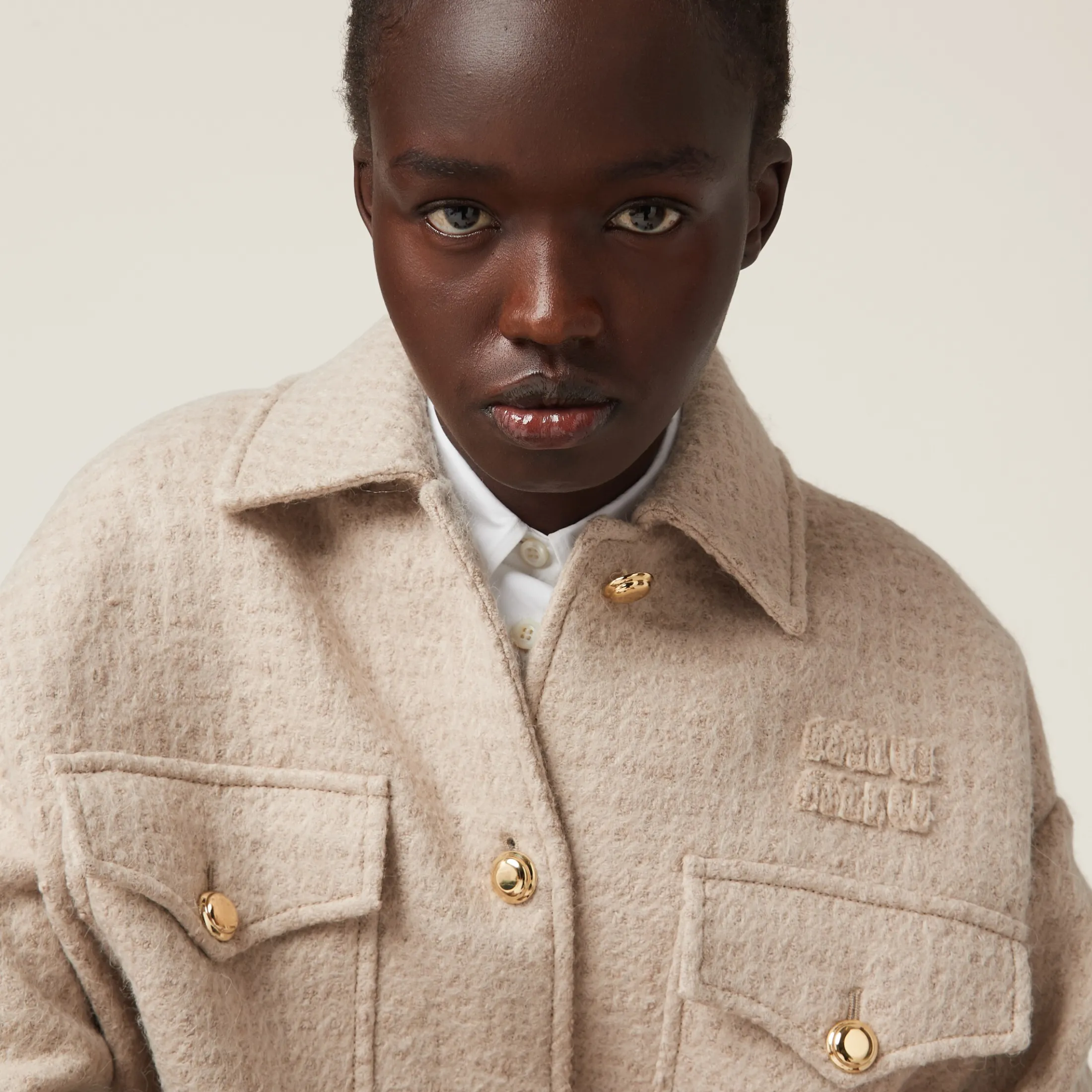 Albino White Wool Blouson Jacket | Miu Miu