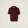 Amaranth Red/maize Yellow Wool Knit Polo Shirt | Miu Miu