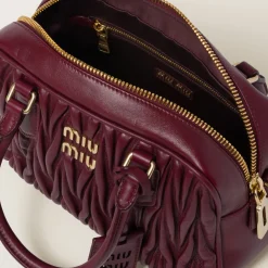 Amaranth Red/maize Yellow Arcadie Matelassé Nappa Leather Bag | Miu Miu