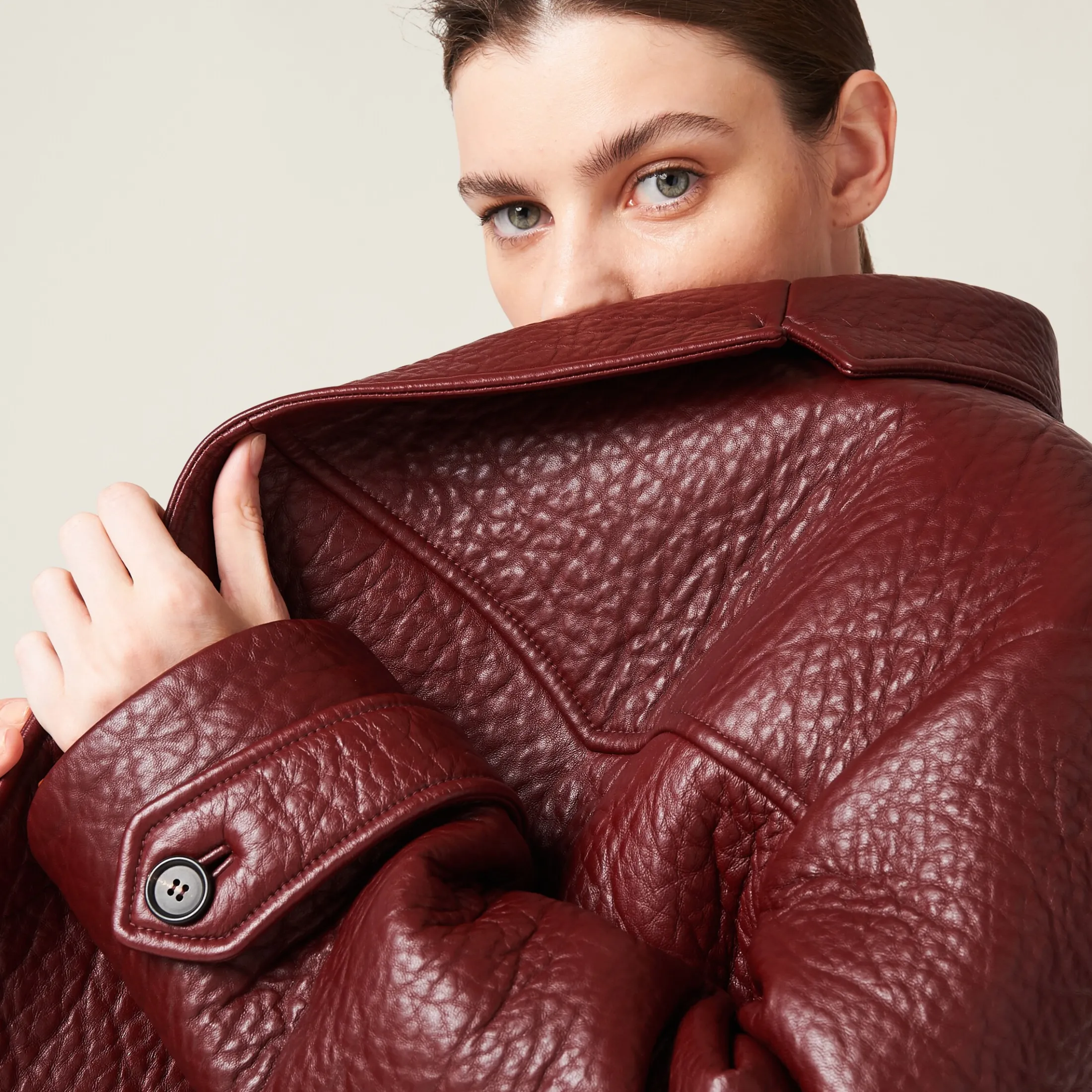 Amaranth Red/maize Yellow Double-breasted Nappa Leather Jacket | Miu Miu