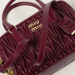 Amaranth Red/maize Yellow Arcadie Matelassé Nappa Leather Bag | Miu Miu