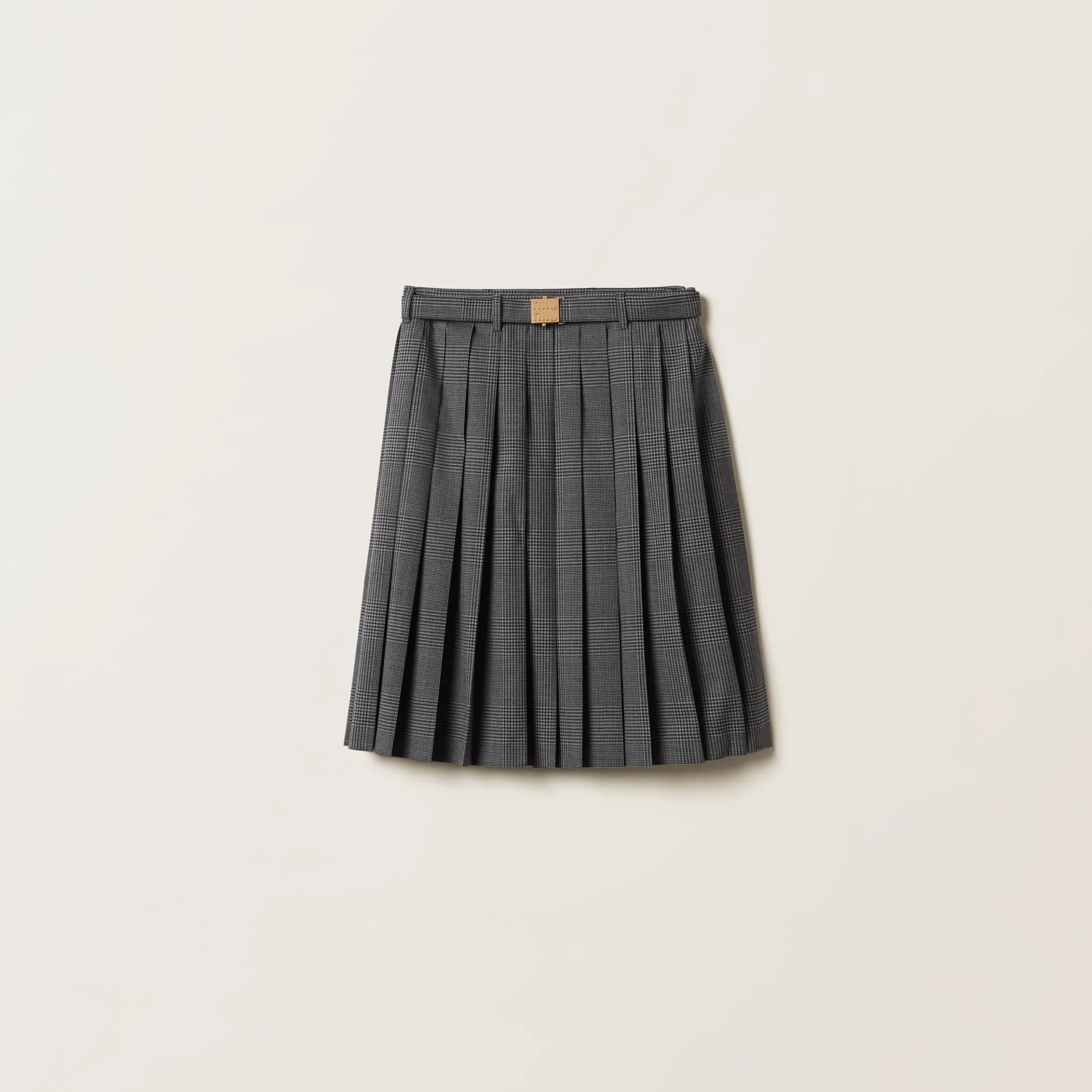 Anthracite Gray Prince Of Wales Check Skirt | Miu Miu