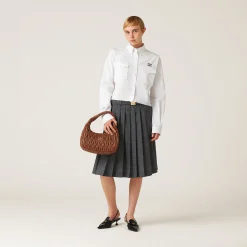 Anthracite Gray Prince Of Wales Check Skirt | Miu Miu