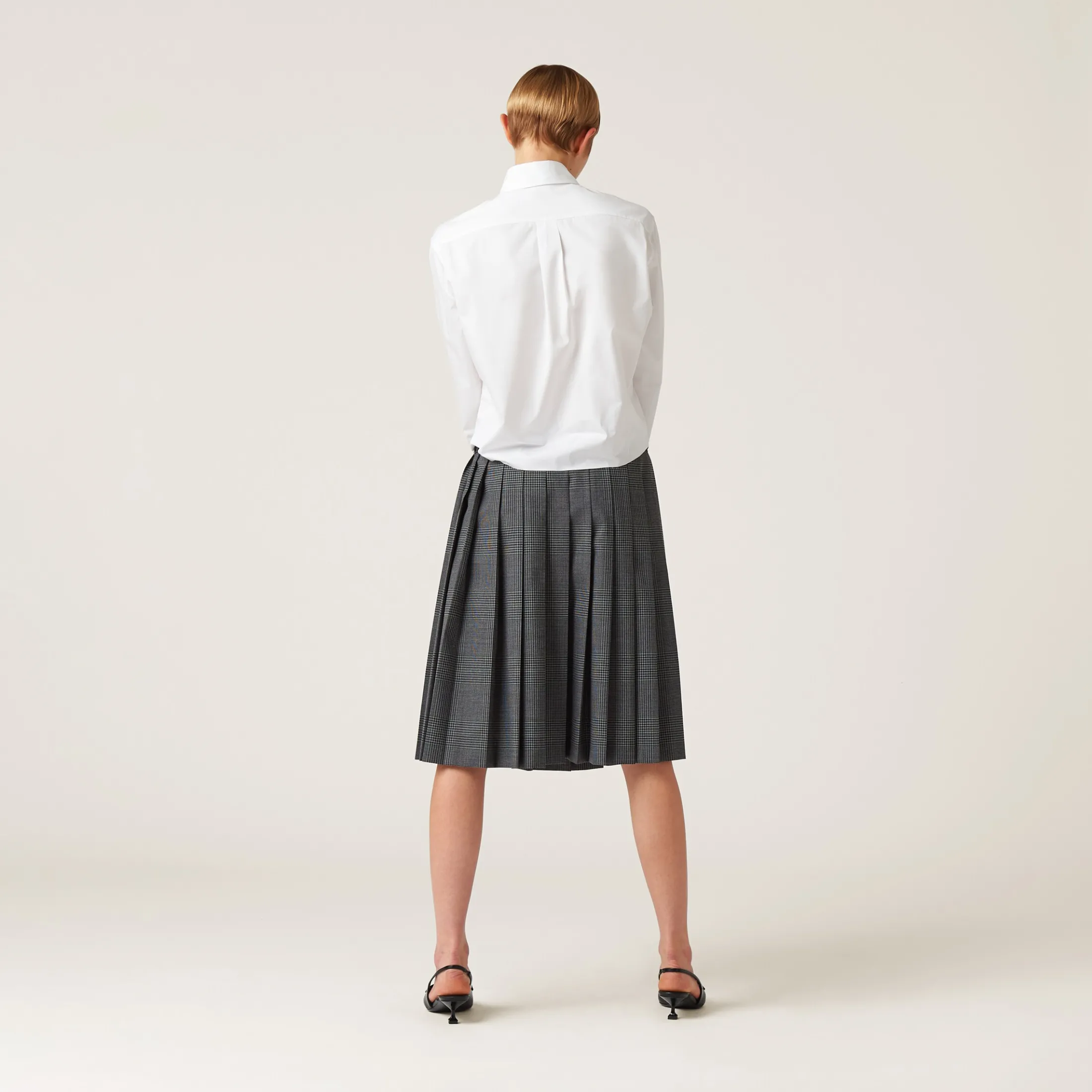 Anthracite Gray Prince Of Wales Check Skirt | Miu Miu
