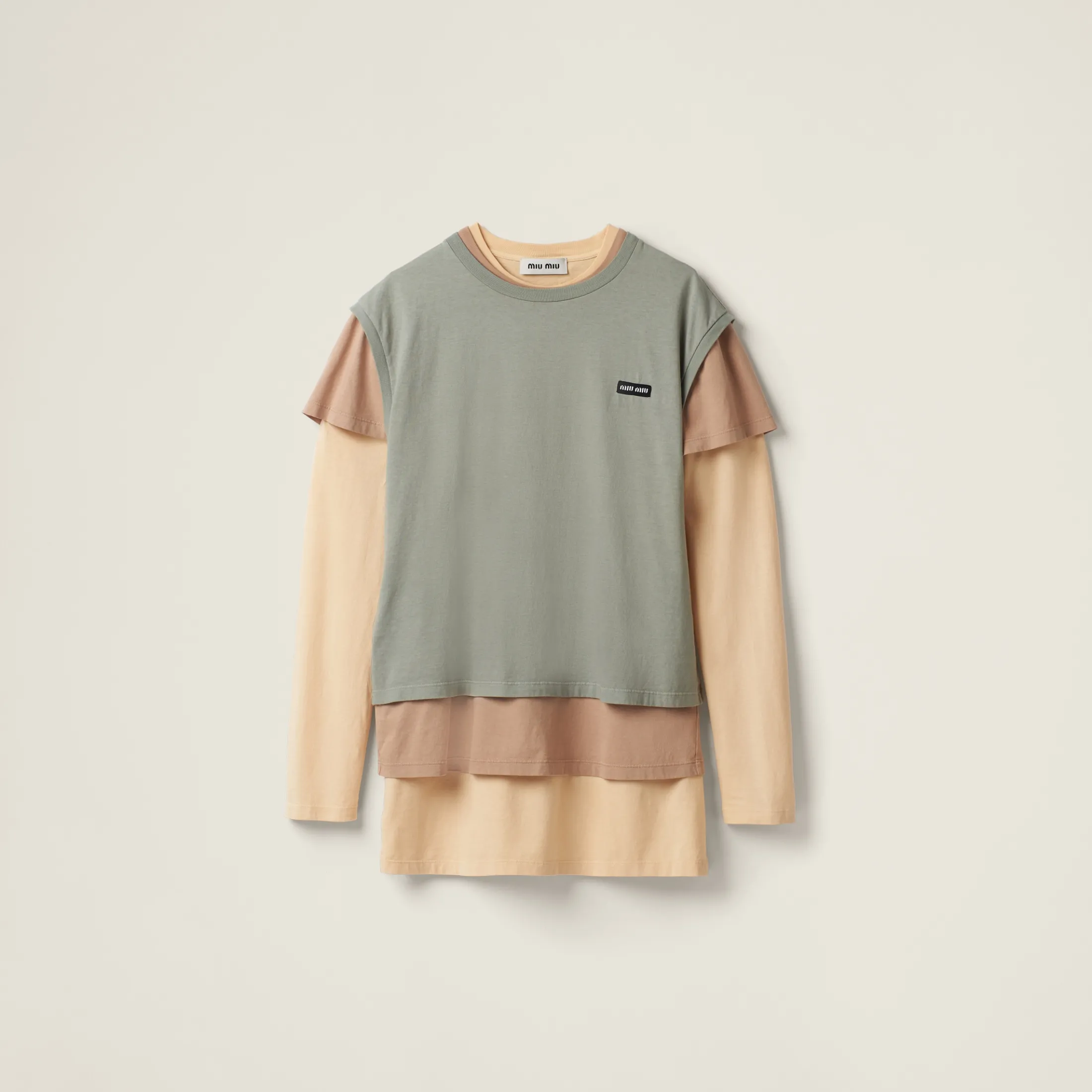 Apricot/cord/aluminum Set Of 3 Jersey T-shirts | Miu Miu
