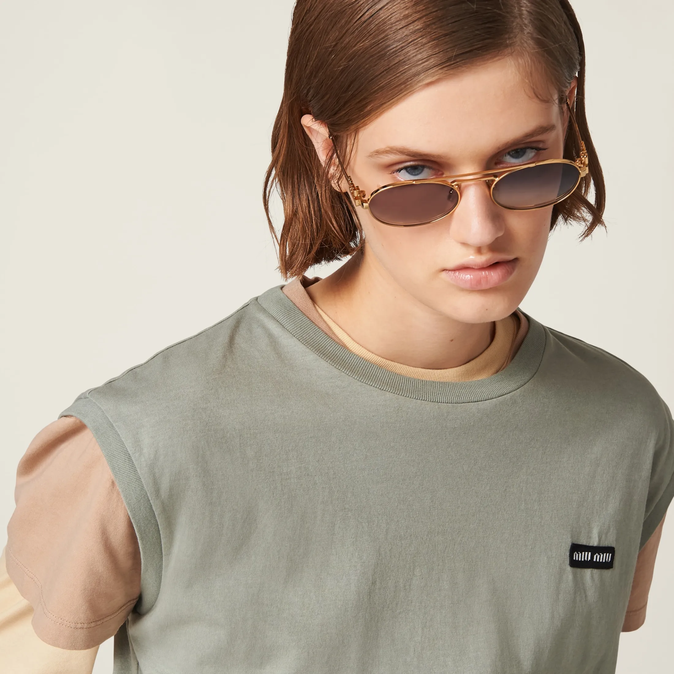 Apricot/cord/aluminum Set Of 3 Jersey T-shirts | Miu Miu
