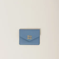 Astral Blue Leather Card Holder | Miu Miu