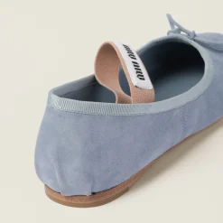 Astral Blue Suede Ballerinas | Miu Miu