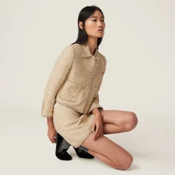Avory/gold Check Lamé Miniskirt | Miu Miu