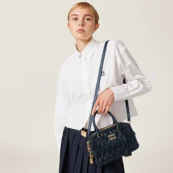 Baltic Blue Arcadie Matelassé Nappa Leather Bag | Miu Miu