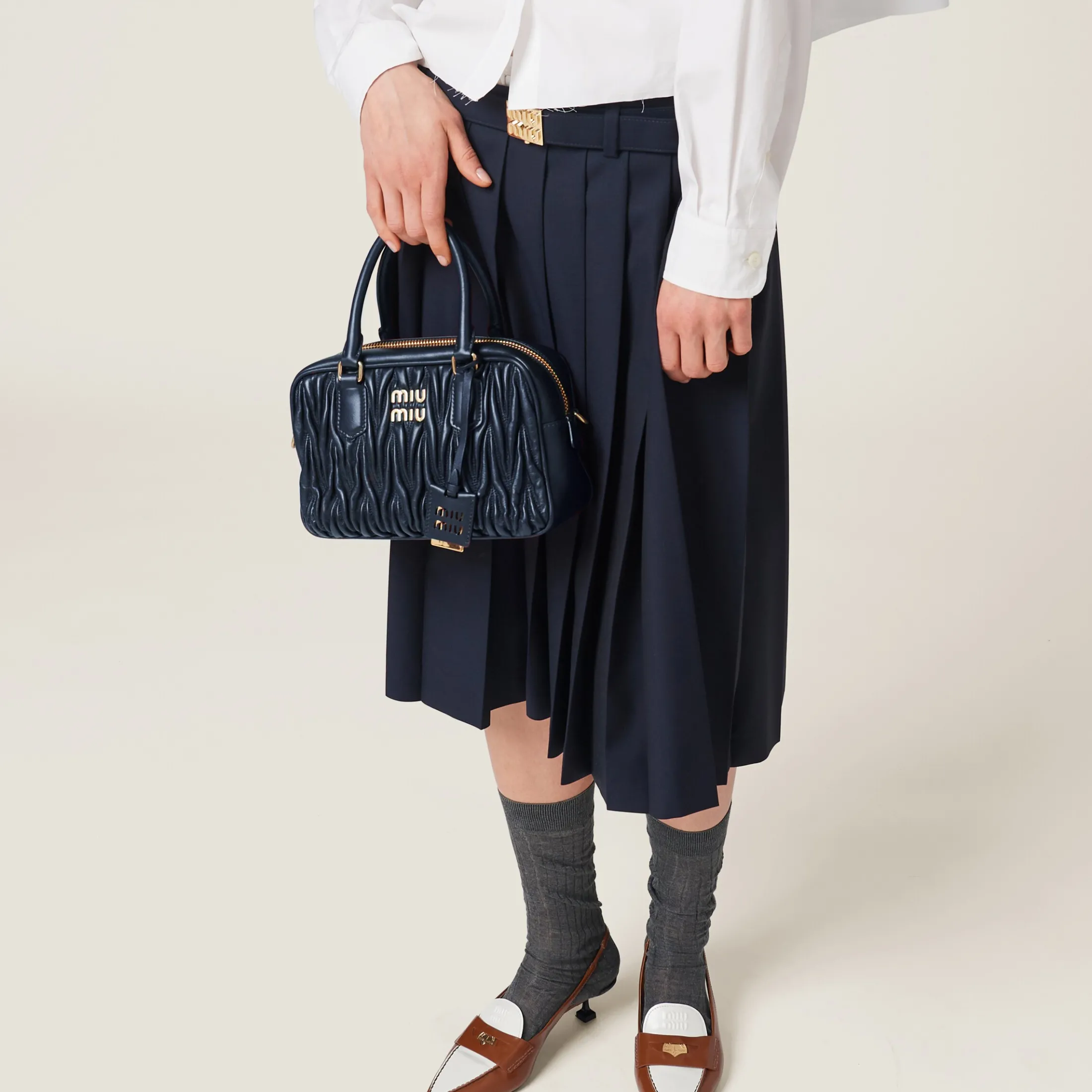 Baltic Blue Arcadie Matelassé Nappa Leather Bag | Miu Miu