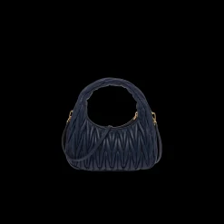 Baltic Blue Wander Matelassé Nappa Leather Hobo Bag | Miu Miu