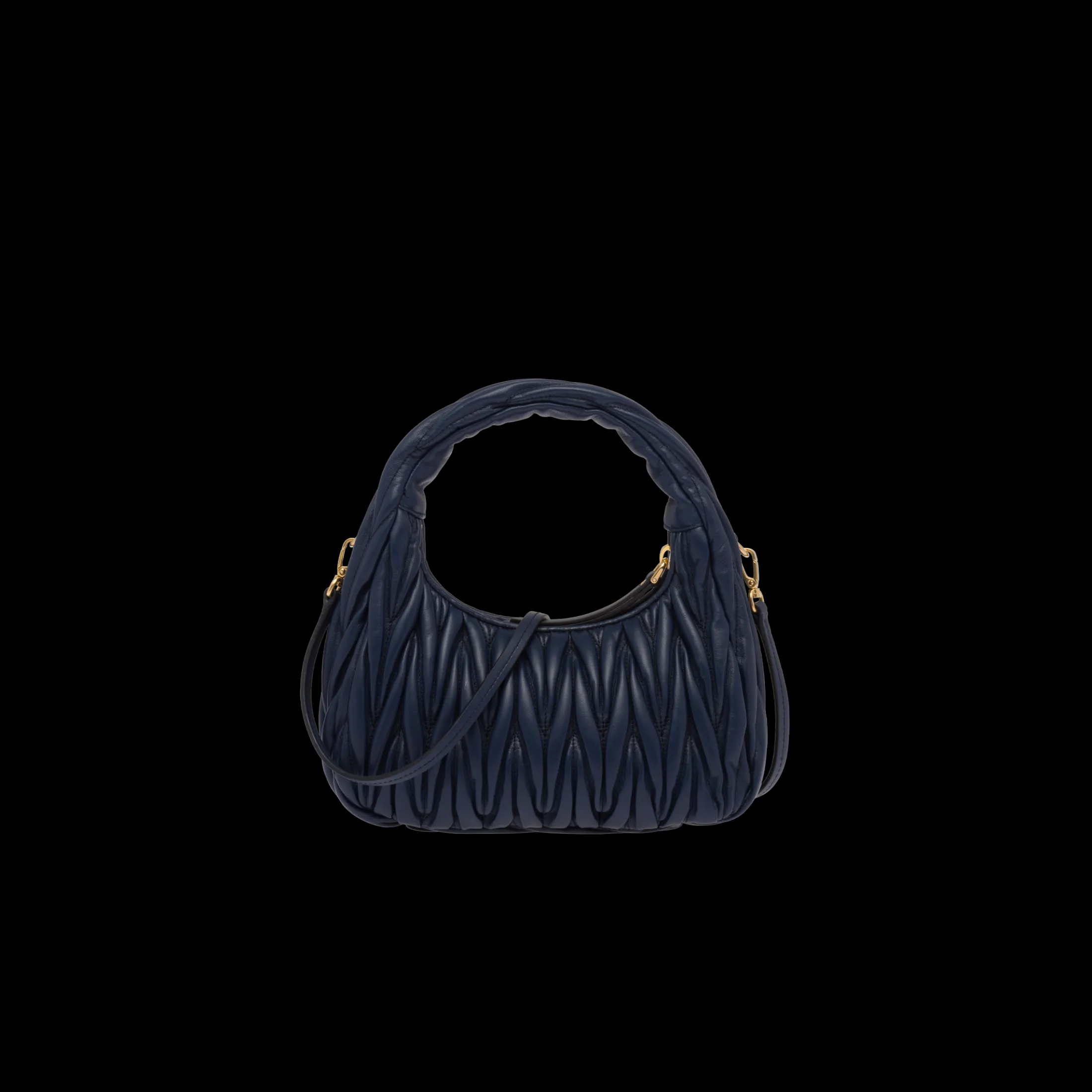 Baltic Blue Wander Matelassé Nappa Leather Hobo Bag | Miu Miu