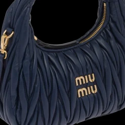 Baltic Blue Wander Matelassé Nappa Leather Hobo Bag | Miu Miu