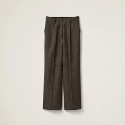 Bark Brown Prince Of Wales Check Pants | Miu Miu