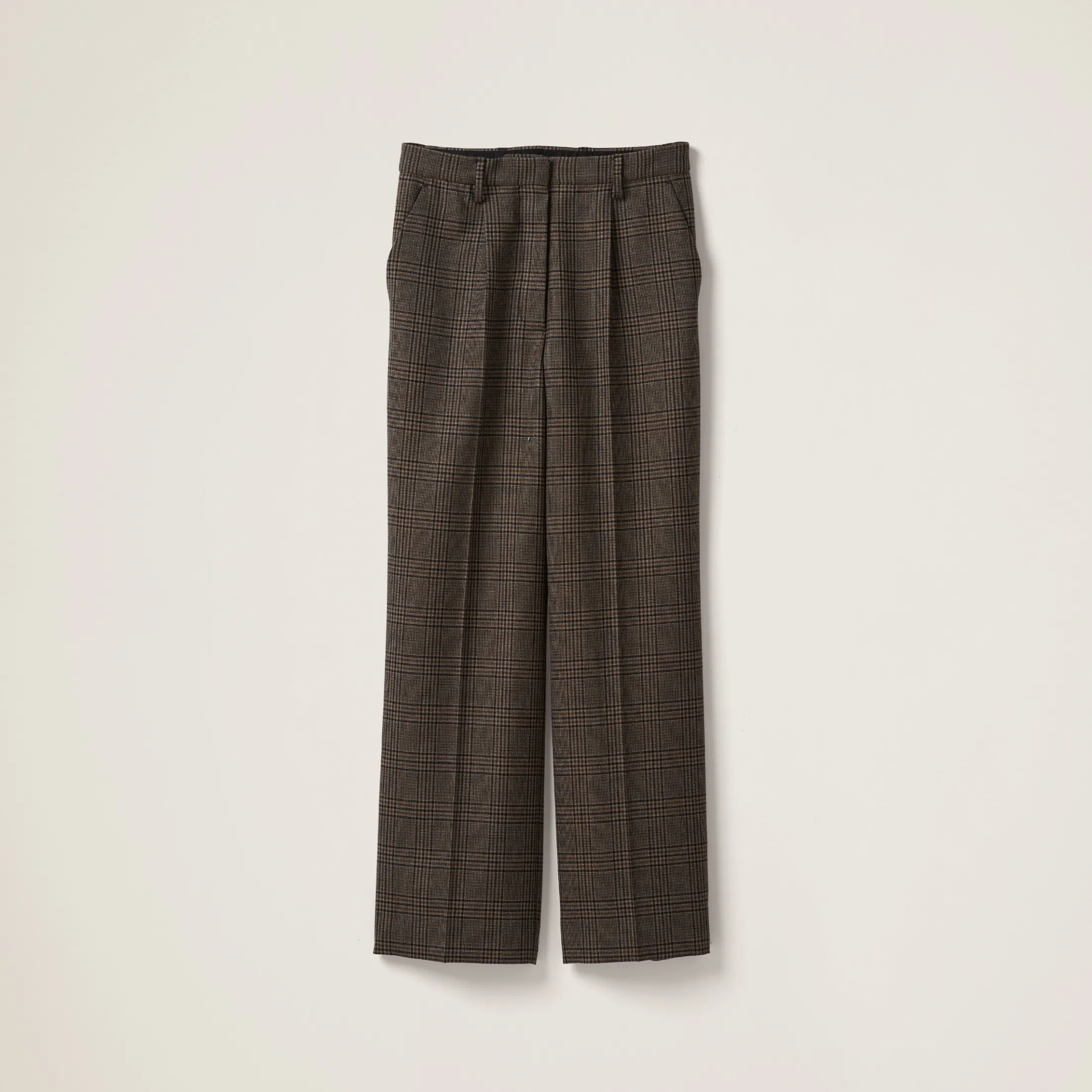 Bark Brown Prince Of Wales Check Pants | Miu Miu