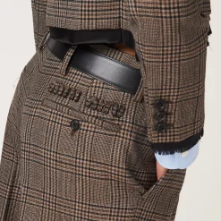 Bark Brown Prince Of Wales Check Pants | Miu Miu