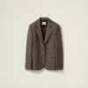 Bark Brown Single-breasted Prince Of Wales Check Jacket | Miu Miu