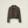 Bark Brown Single-breasted Prince Of Wales Check Jacket | Miu Miu