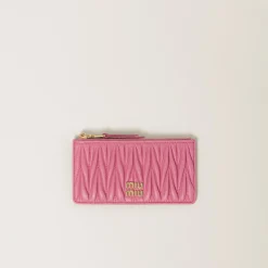 Begonia Pink Matelassé Nappa Leather Envelope Wallet | Miu Miu