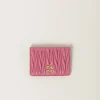 Begonia Pink Matelassé Nappa Leather Card Holder | Miu Miu