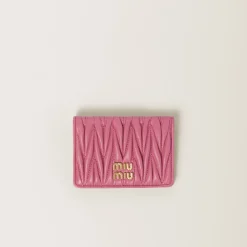 Begonia Pink Matelassé Nappa Leather Card Holder | Miu Miu