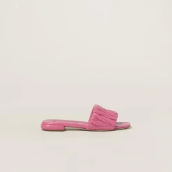 Begonia Pink Matelassé Nappa Leather Slides | Miu Miu