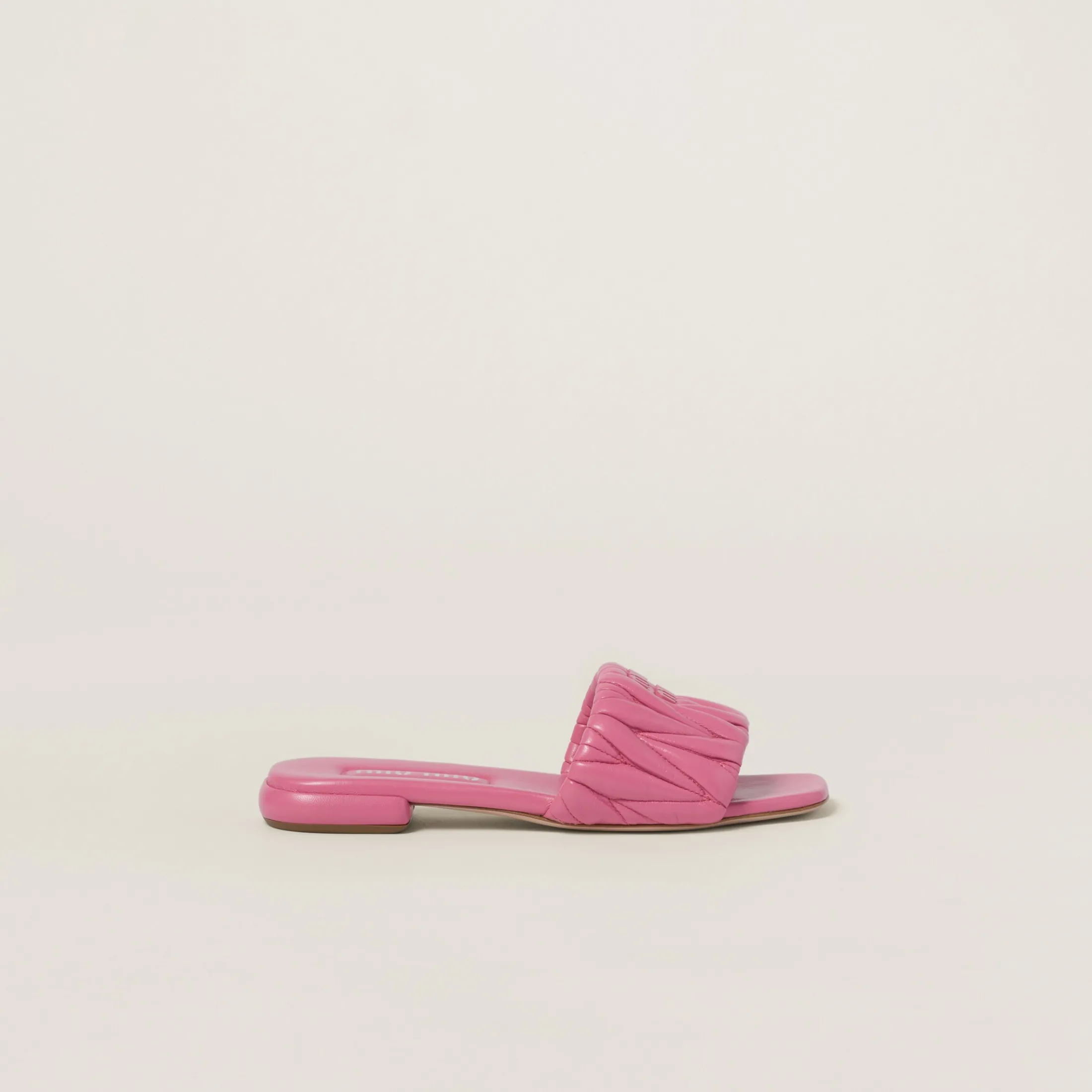 Begonia Pink Matelassé Nappa Leather Slides | Miu Miu