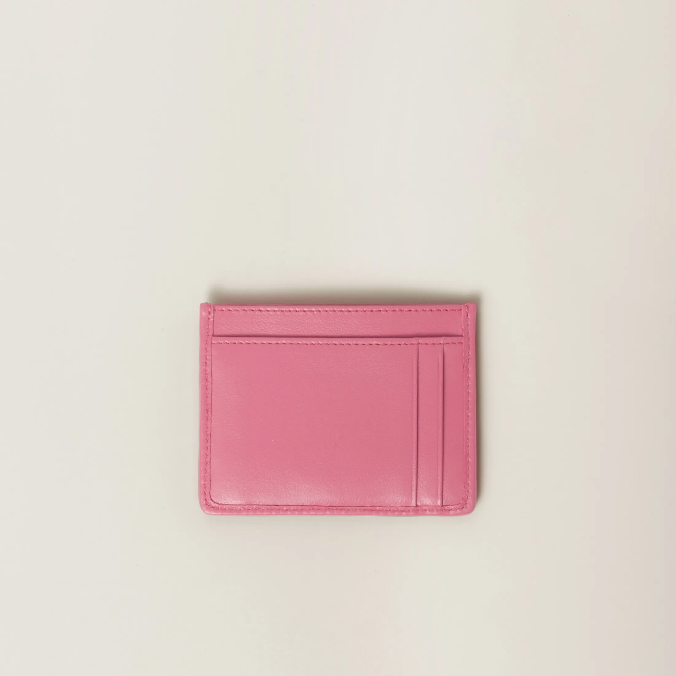 Begonia Pink Matelassé Nappa Leather Card Holder | Miu Miu