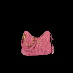Begonia Pink Matelassé Nappa Leather Shoulder Bag | Miu Miu