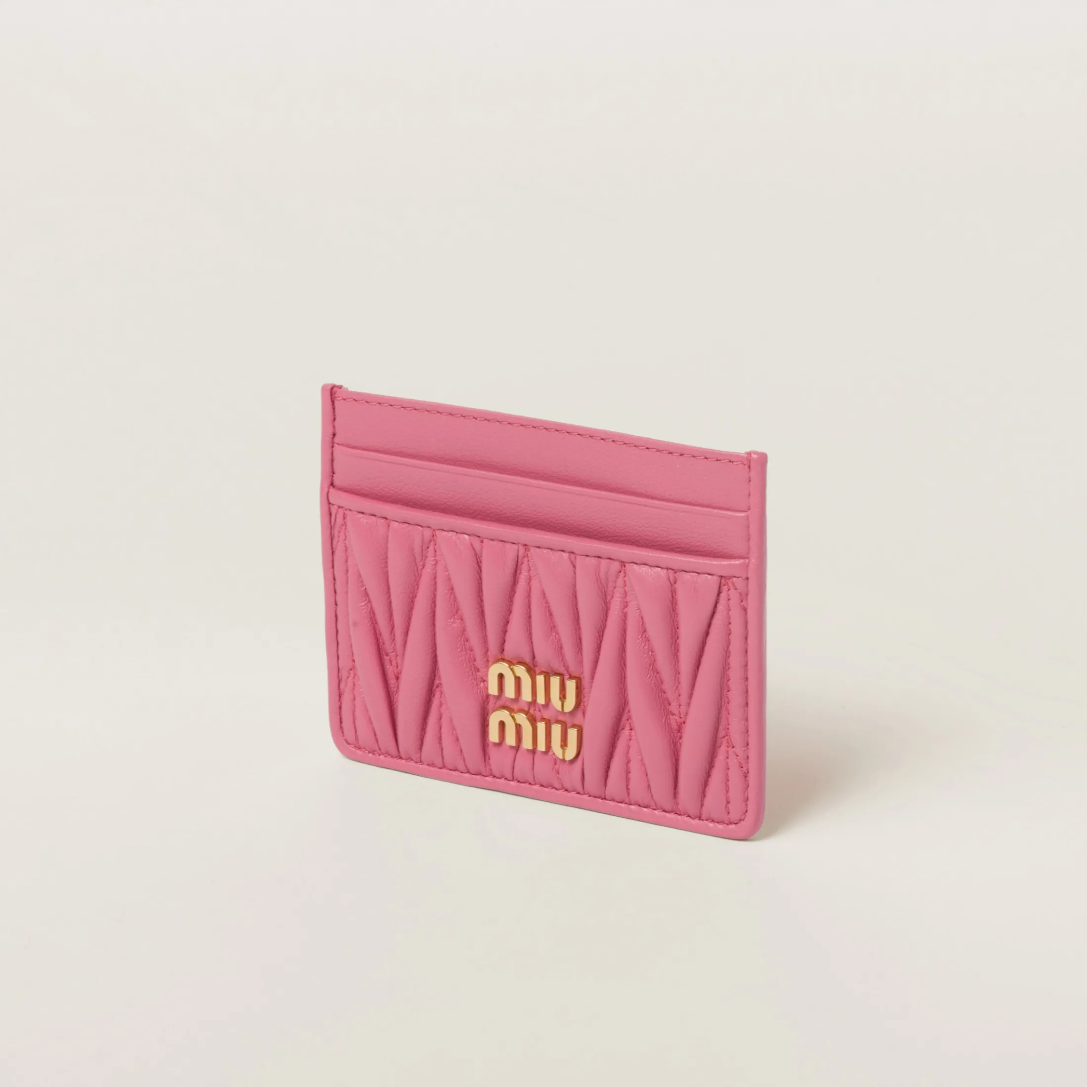 Begonia Pink Matelassé Nappa Leather Card Holder | Miu Miu