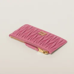 Begonia Pink Matelassé Nappa Leather Envelope Wallet | Miu Miu