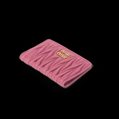 Begonia Pink Matelassé Nappa Leather Card Holder | Miu Miu