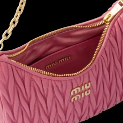 Begonia Pink Matelassé Nappa Leather Shoulder Bag | Miu Miu