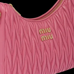 Begonia Pink Matelassé Nappa Leather Shoulder Bag | Miu Miu